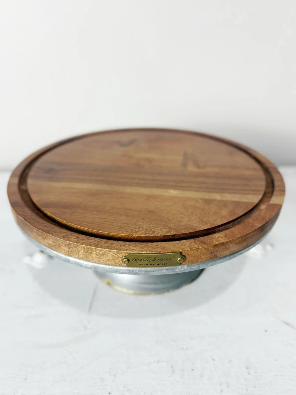 Hearth & Hand With Magnolia Rustic Wooden and Metal Cake Stand